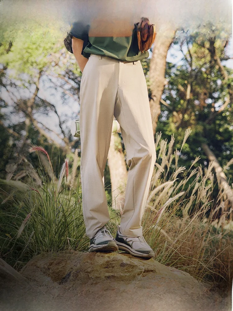 

Loose Men's Casual Pants High Elastic Qui Dry Outdoor Sports Hiking New Cool Sun Protection Trousers Banana Le Brand