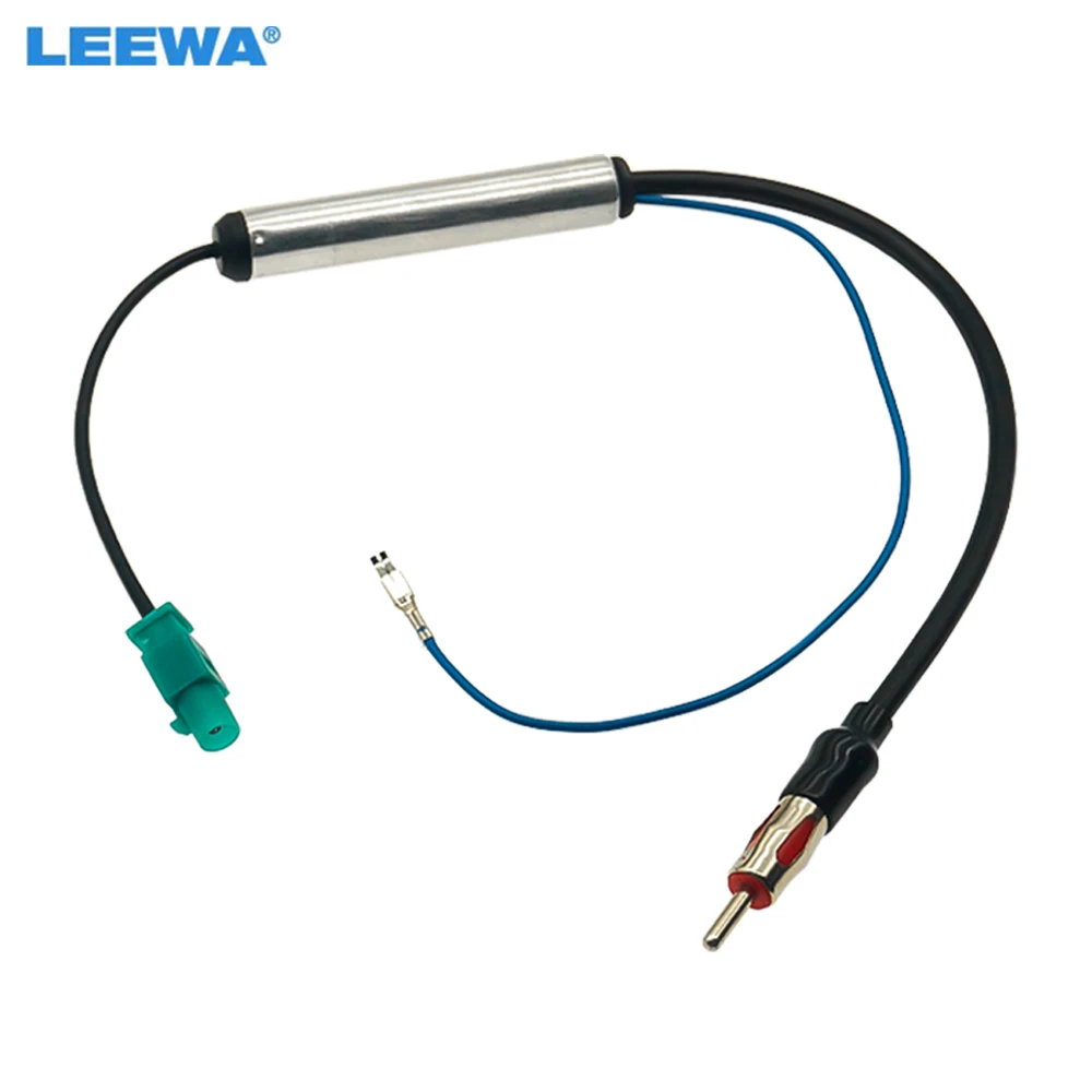 

LEEWA 1PC Car Radio Antenna Adapter With Booster for VW/Audi/BMW Male Connector Wire Cable Installation