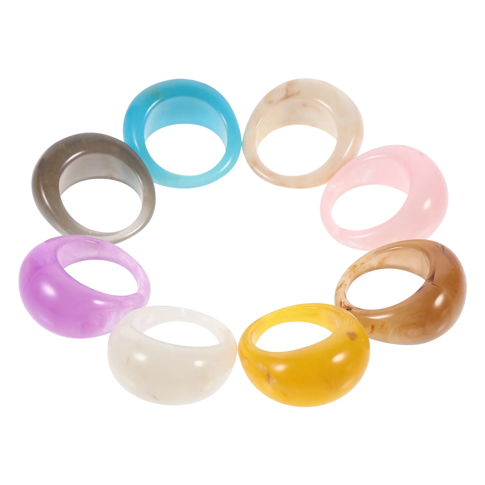 

12Pcs Resin Rings Set Colorful Durable Jewelry Accessories Women Party Decoration Gifts Resin Rings Women Ring