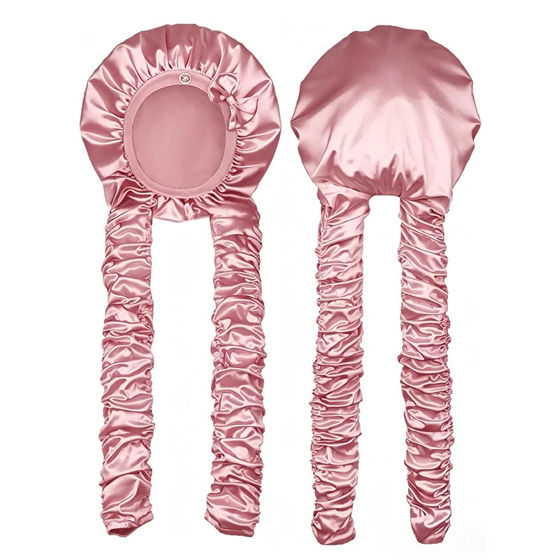 Hot Satin Sleeping Cap For Women Solid Wide Band Stretch Head Tie Silky Bonnet Edge Wrap Nightcap Hair Care Shower Head Cover
