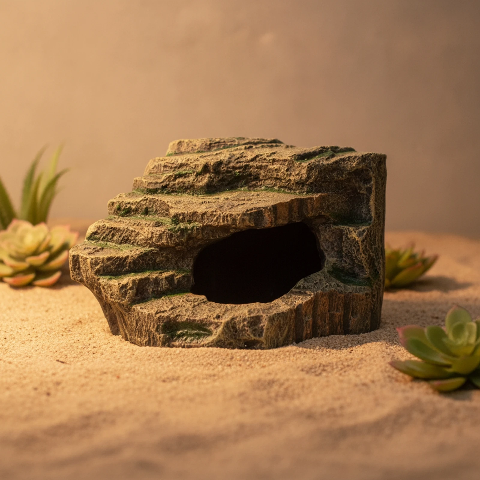 Reptile Hide with Basking Platform Multi-Purpose Basking Platform with Hideout Cave Hideout with Step Ledge Safe for Reptiles