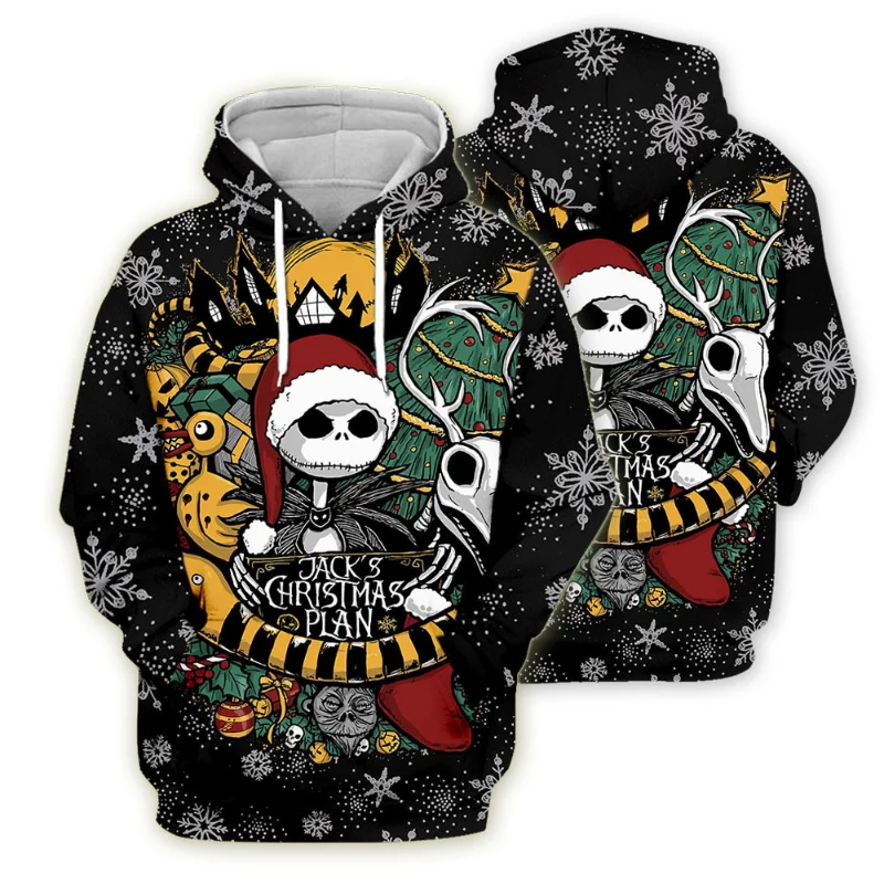 Nightmare Before Christmas Hoodies Jack Sally Skull Streetwear Harajuku Pullover Hip Hop Tracksuit Oversized Hoodied Sweatshirts