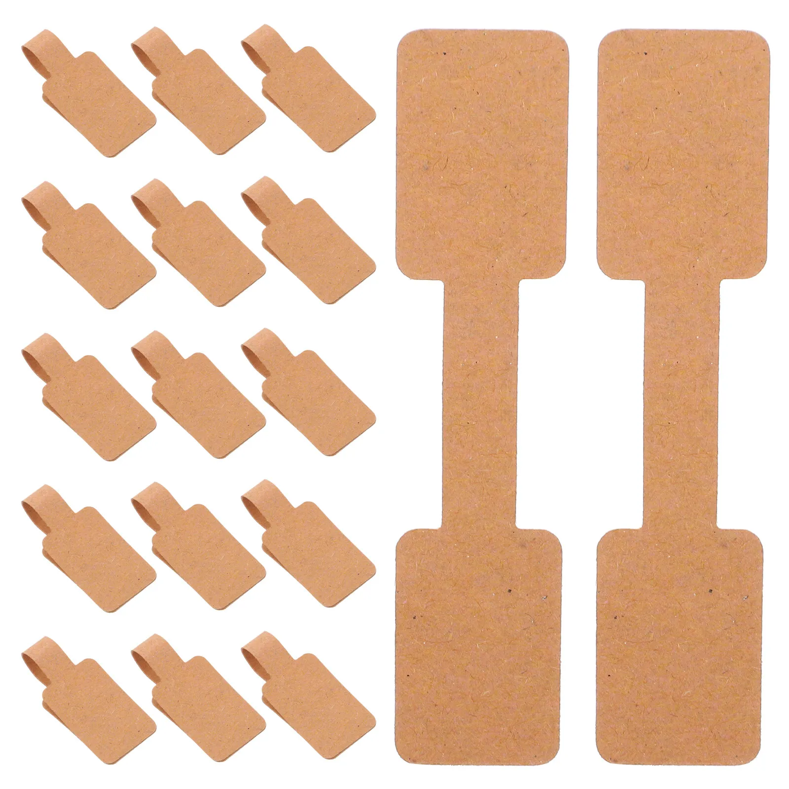 

200Pcs Jewelry Price Tags Blank Brown Paper Self Adhesive Rectangle Shape Stickers for Necklace Ring Display Labels
