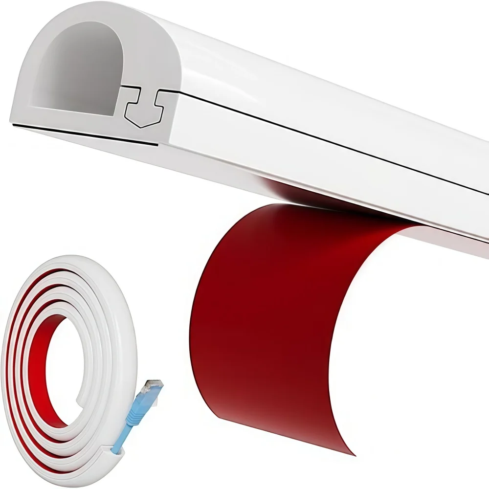 1PC 1M/2M/3Meters/5M/10M Self-Adhesive Wire Hider for Wall, Cable Concealer Raceway, Flexible Cord Cover for TV, Home Office