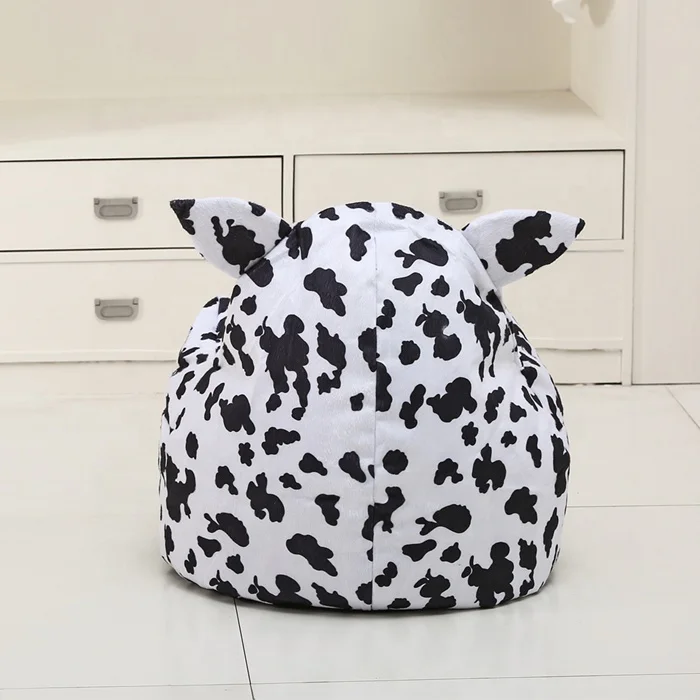 Muebles para niños, funda de sofá divertida para niño perezoso, silla con bolsa de frijoles de animal de vaca para niño