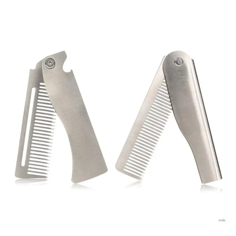 

Stainless Steel Beard Comb for Men Ergonomic Grooming Tool for Styling and Shaping Foldable Wide Tooth Beard Comb