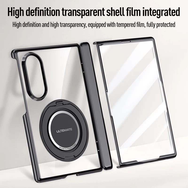 Case for Samsung Z Fold8 Wide,360 Rotating Magnetic Kickstand Ultra Tempered Glass for Magsafe Axis Protection Ring Holder Cover