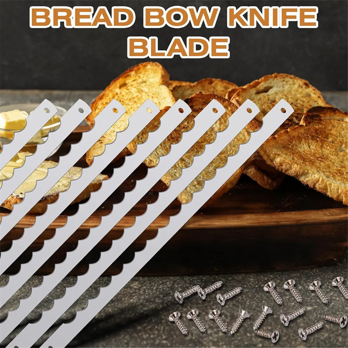 Bread Bow Knife Blades Stainless Steel Replacement Blade Bread Blade for Cake Homemade Bread Cutting 10Pcs