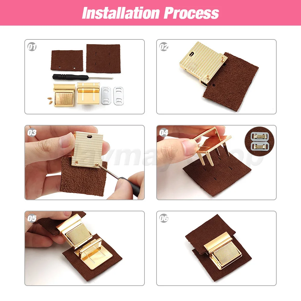 1pc Metal Square Turn Pressed Lock Briefcase Lock Clasp for Leather Craft Handbag Purse DIY Hardware Accessories