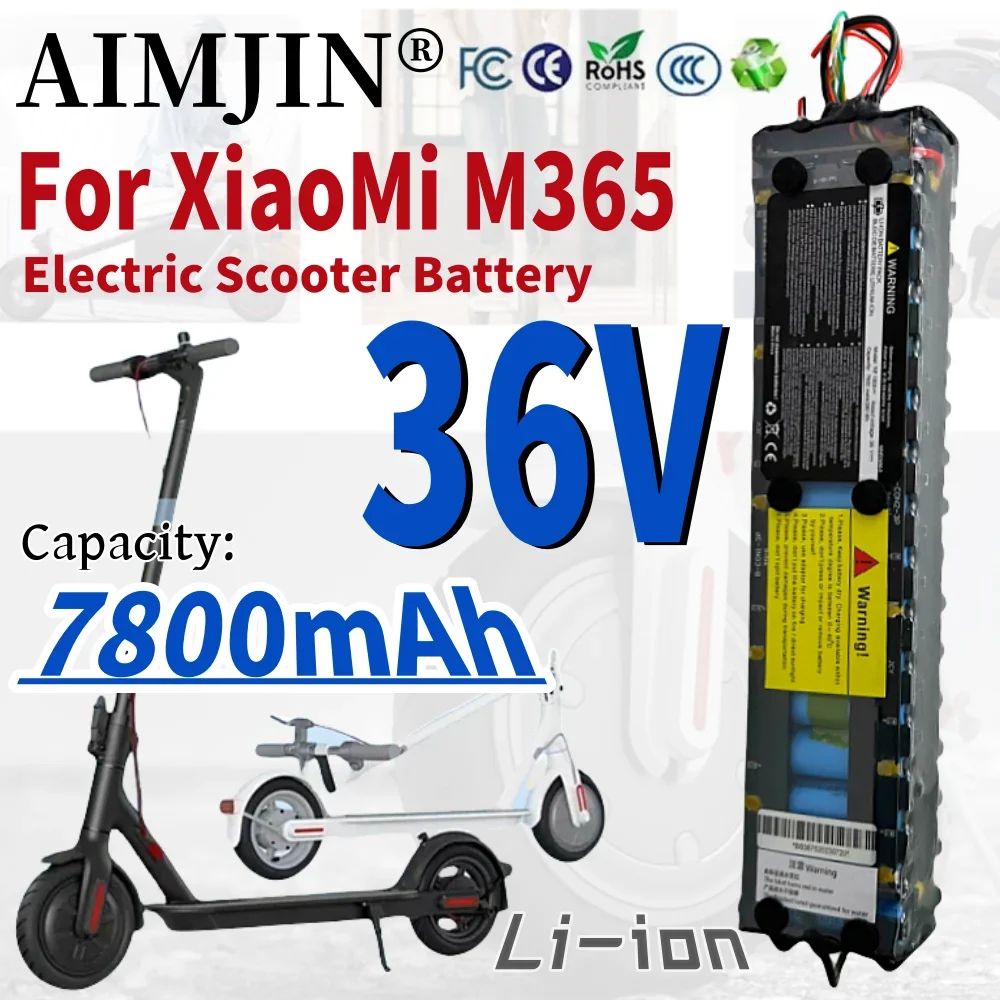 

For Xiaomi M365 36V Scooter Battery 7800mAh Litium-Ion Rechargeable Battery Pack Communication Interface Discharge Tail Light