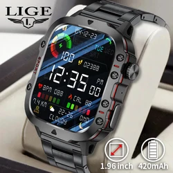 LIGE New Smartwatch Men's Rugged Military Bluetooth Call Sport Heart Rate IP68 Waterproof Outdoor Smart Watches for Android IOS