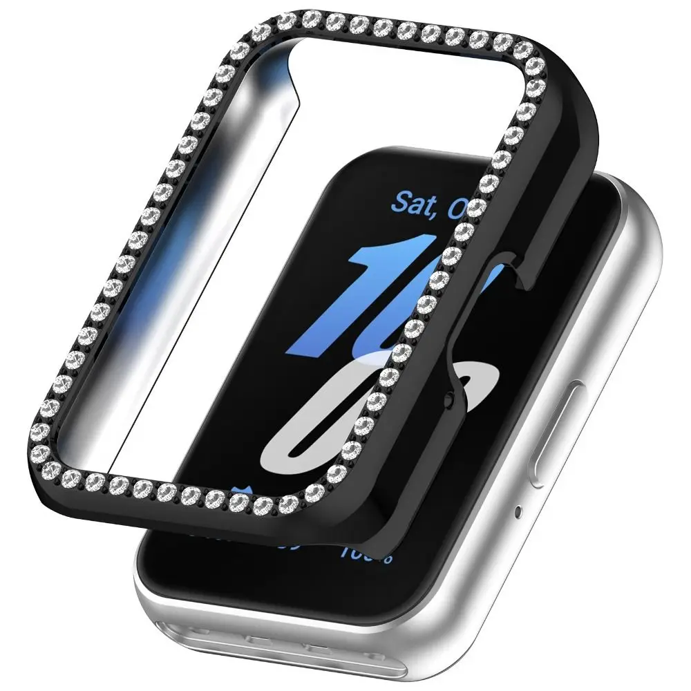 PC Protective Case Crystal Bumber Shell Diamond Encrusted Cover Accessories Samrt Watch Screen Protector for Samsung Galaxy Fit3