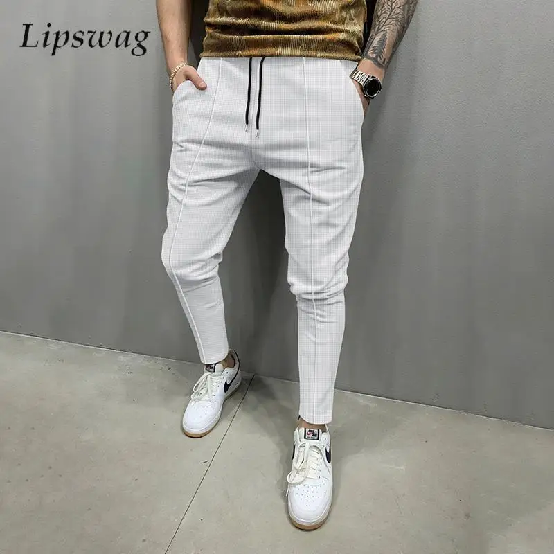 

Уличные повседневные однотонные брюки, мужские спортивные тренировочные прямые брюки на шнуровке, мужские весенне-осенние модные узкие брюки