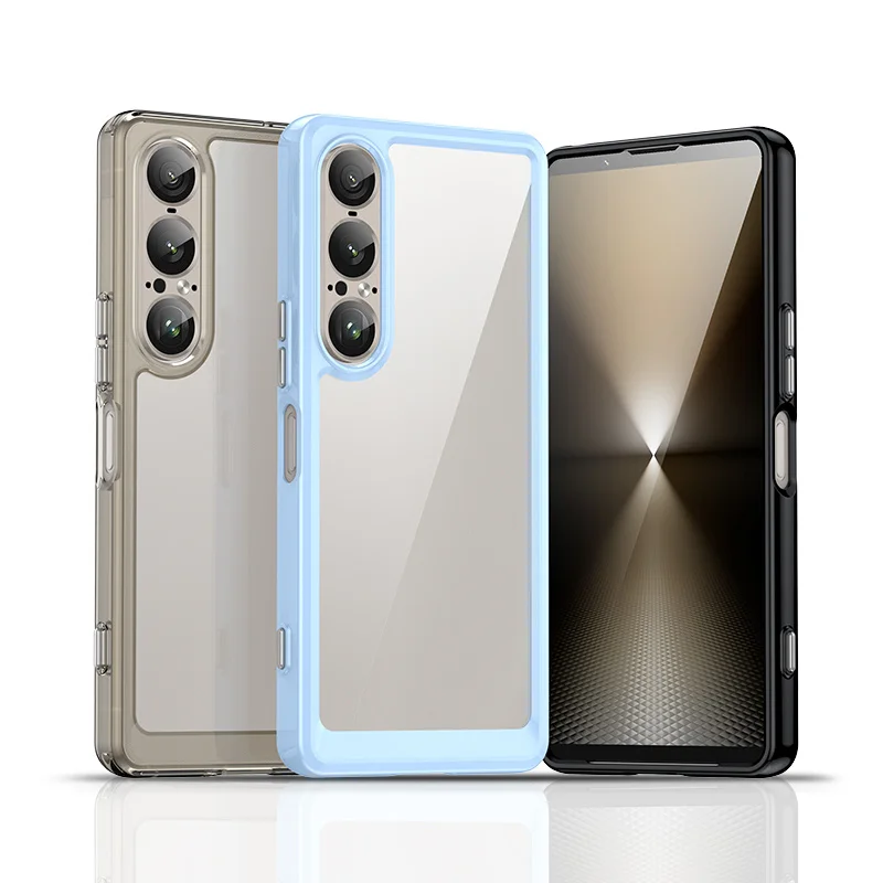 Capa tpu colorida transparente para sony xperia 1 vii capa protetora transparente fundas coque capa