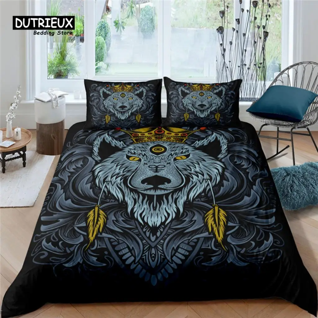 

Home Living Luxury 3D Wolf Bedding Set Comfortable Duvet Cover Set Kids Bedding Set Queen and King EU/US/AU/UK Size