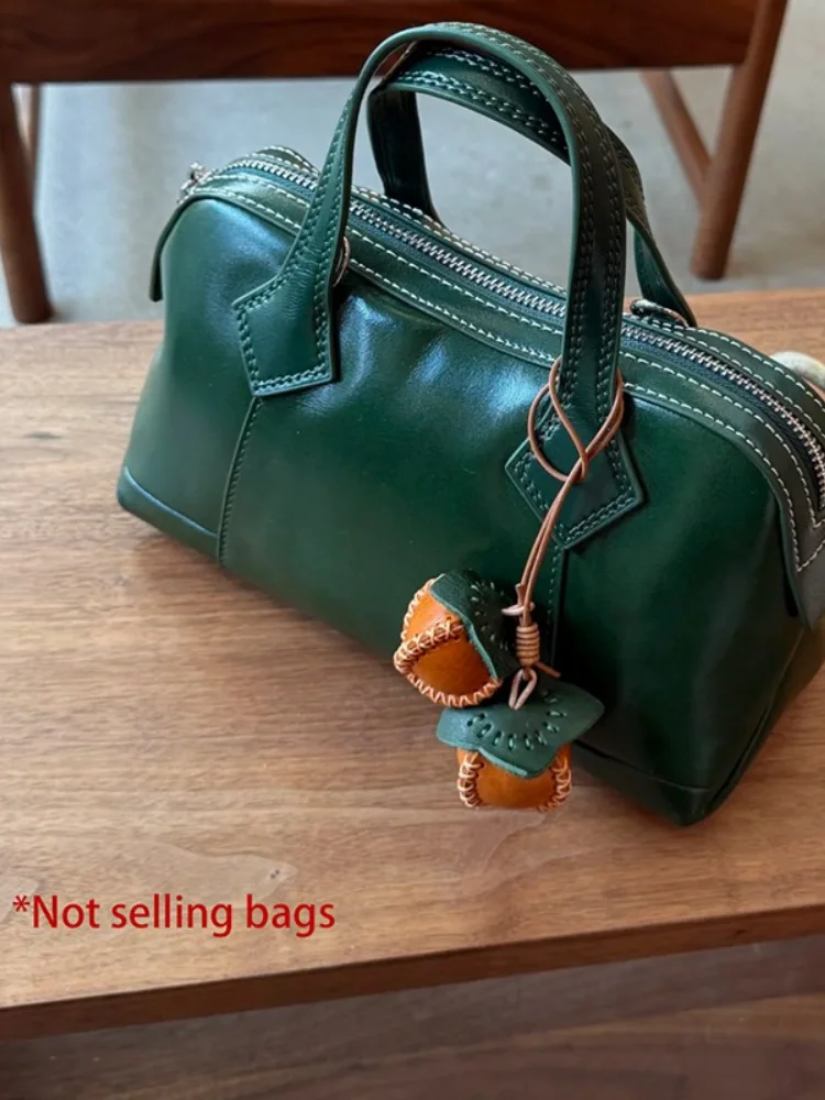 2026 Persimmon Charm Cow Leather Fashion High-end Tomato Keychain Decoration Pendant Good Things Come Pair HandBag Accessories