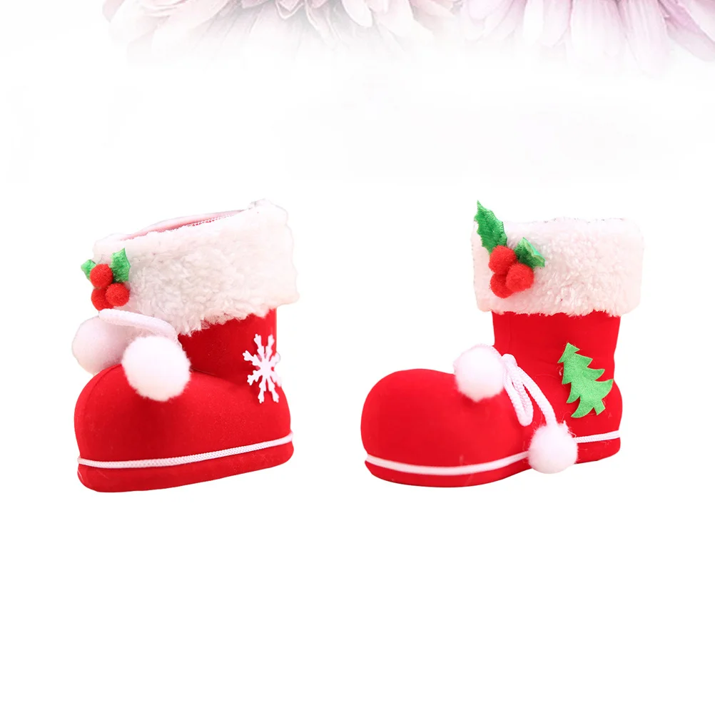 

2Pcs Christmas Decorative Flocking Boots Reusable Candy Storage Ecofriendly Xmas Decoration S M Candy Storage Boots