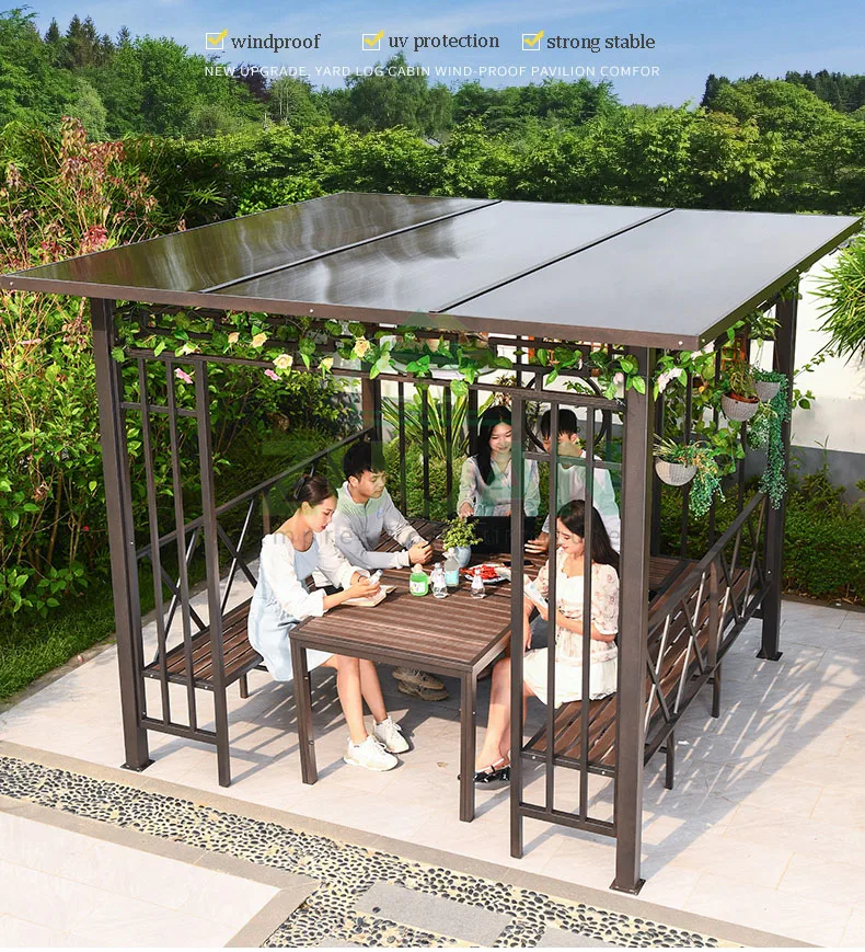 3*3 outdoor gazebo canopy shelter awning polycarbonate roof sunshade garden pergola pavilion house tent