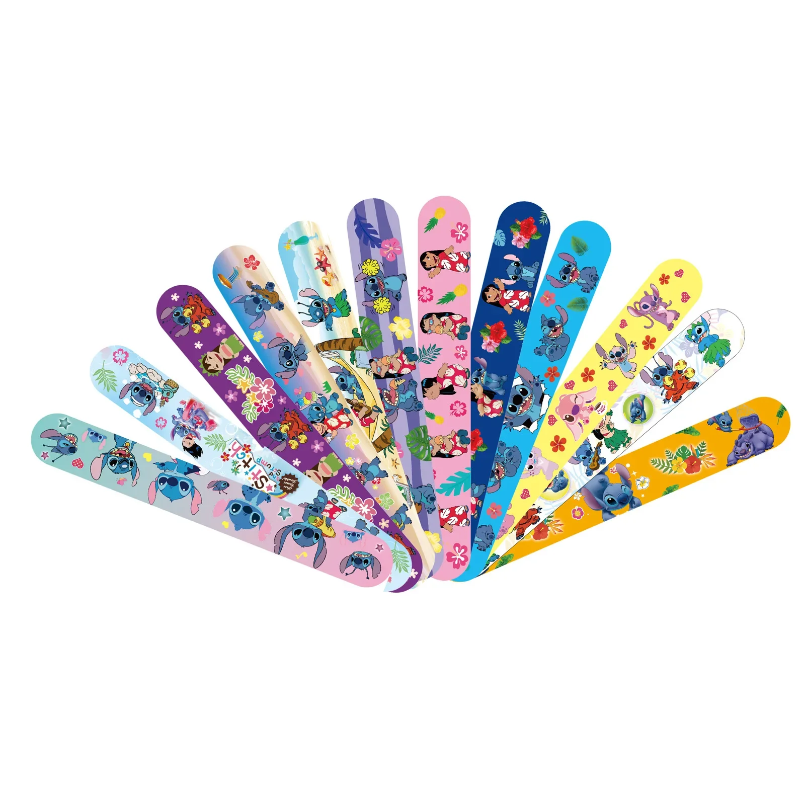 12 pezzi Disney Lilo Stitch Slap bracciali per bambini Stitch Anime Figure wrilstand Slap bracciali per regali di festa di natale giocattoli