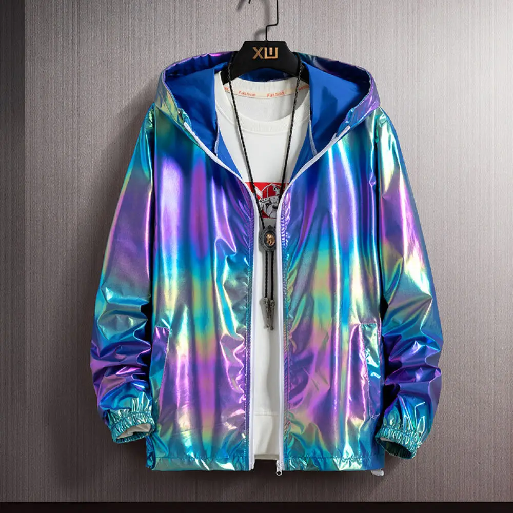 Mens Womens Sunscreen Jacket Summer Breathable Ice Silk Hoodie Reflective Gradient Sportswear Outdoor Hiking Travel Coat