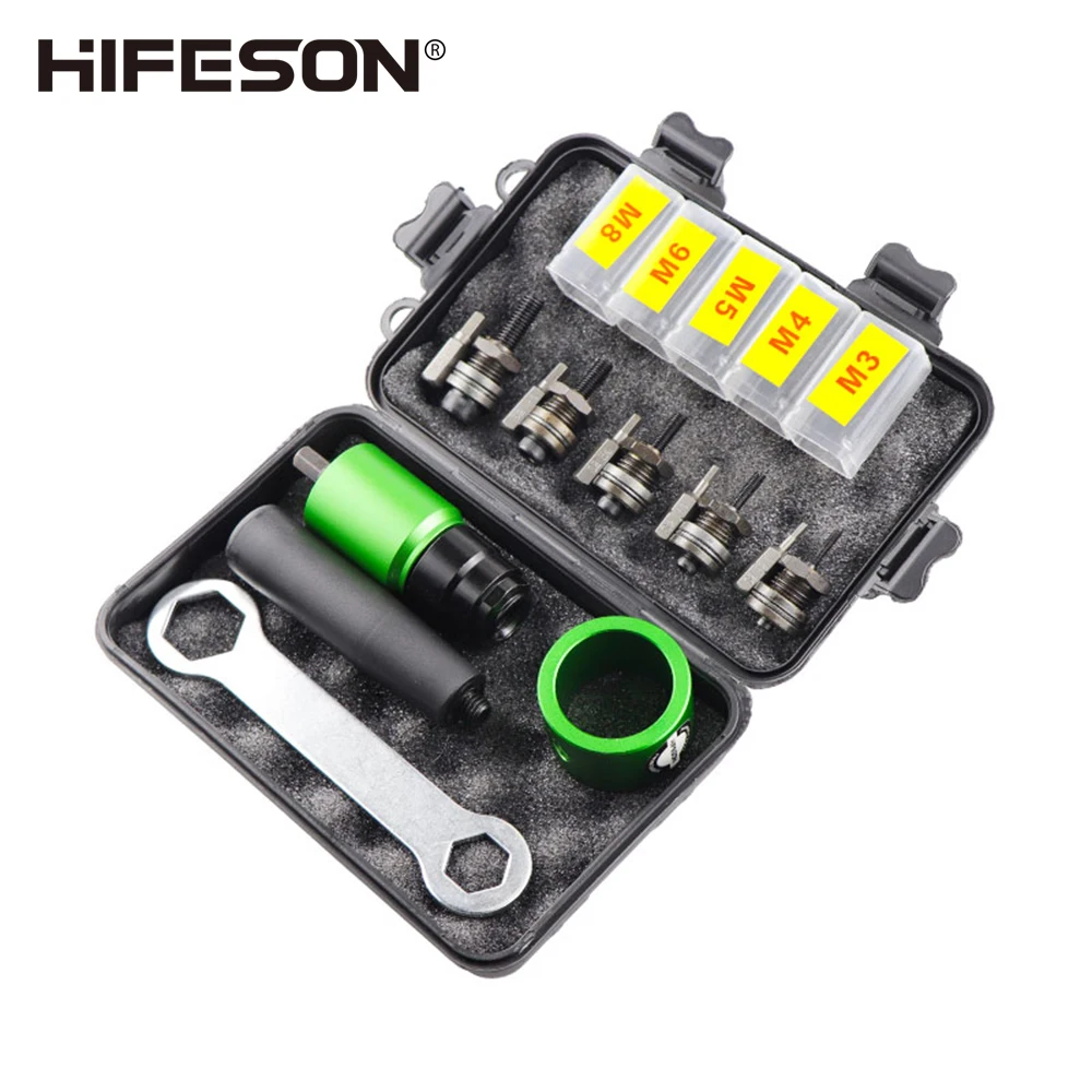 HIFESON adattatore per pistola elettrica rivetto testa rivetto manuale dado trapano adattatore Kit di connessione accessorio strumento per M3 M4 M5 M6 M8 M10 dadi