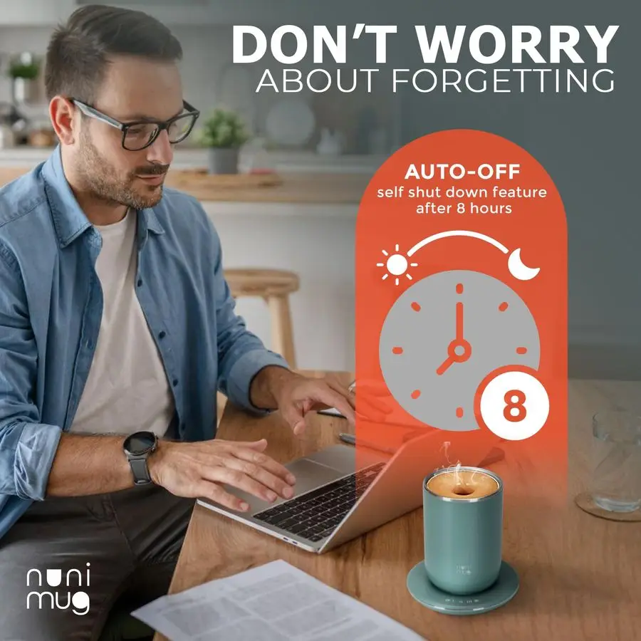 Stirring Coffee Mug 10 Oz No Batteries Smart Dual Function 3 Temperature Levels Control to Stir amp Heat Beverages Powerful 12V