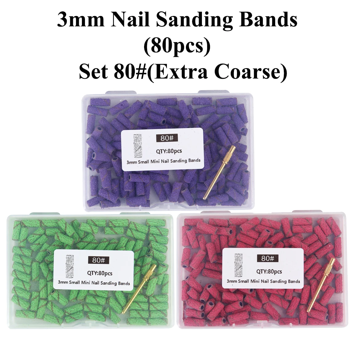 80 Stück 3 mm Mini-Nagelschleifbänder mit 1 Schaft Set Bohrmaschine Bohrer abgestorbene Haut entfernen Pediküre Polierzubehör