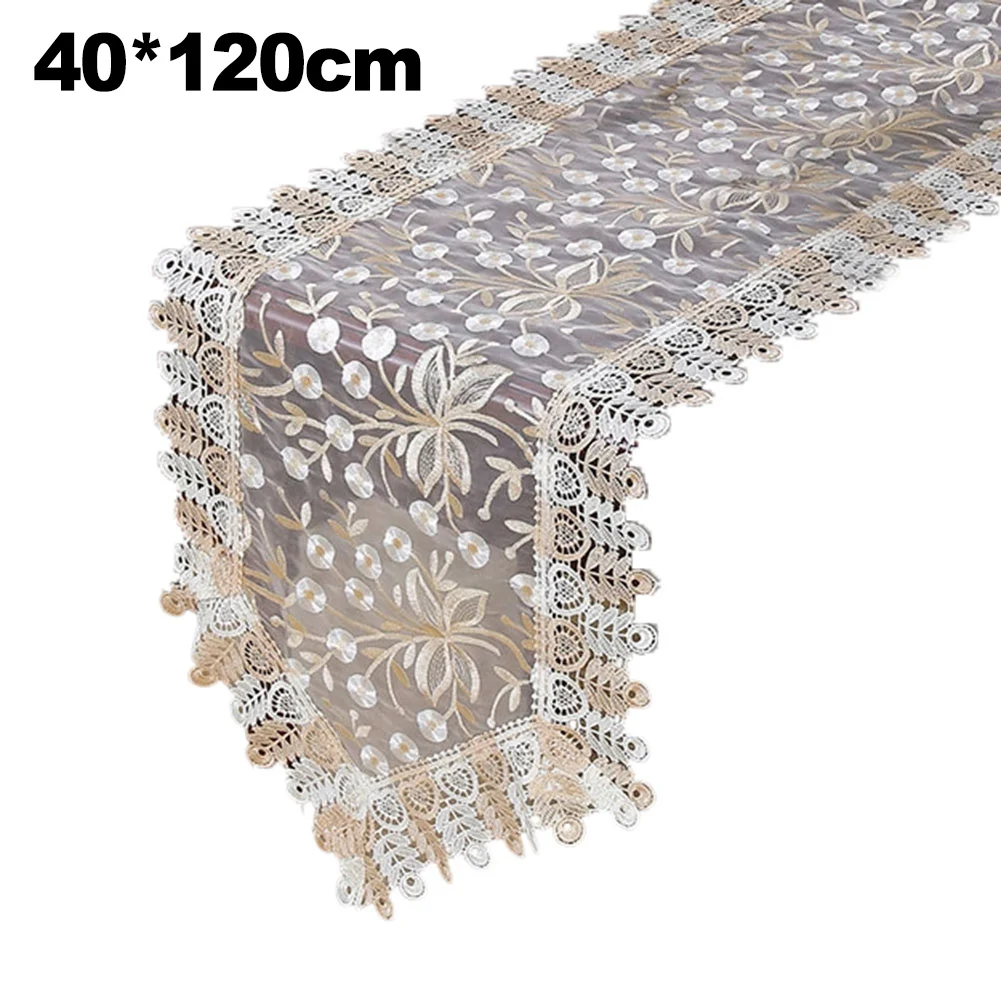 Oval Embroidered Lace For Table For Runner with Tassel Embellishments Made of Polyester for Stylish Dining For Table Covering