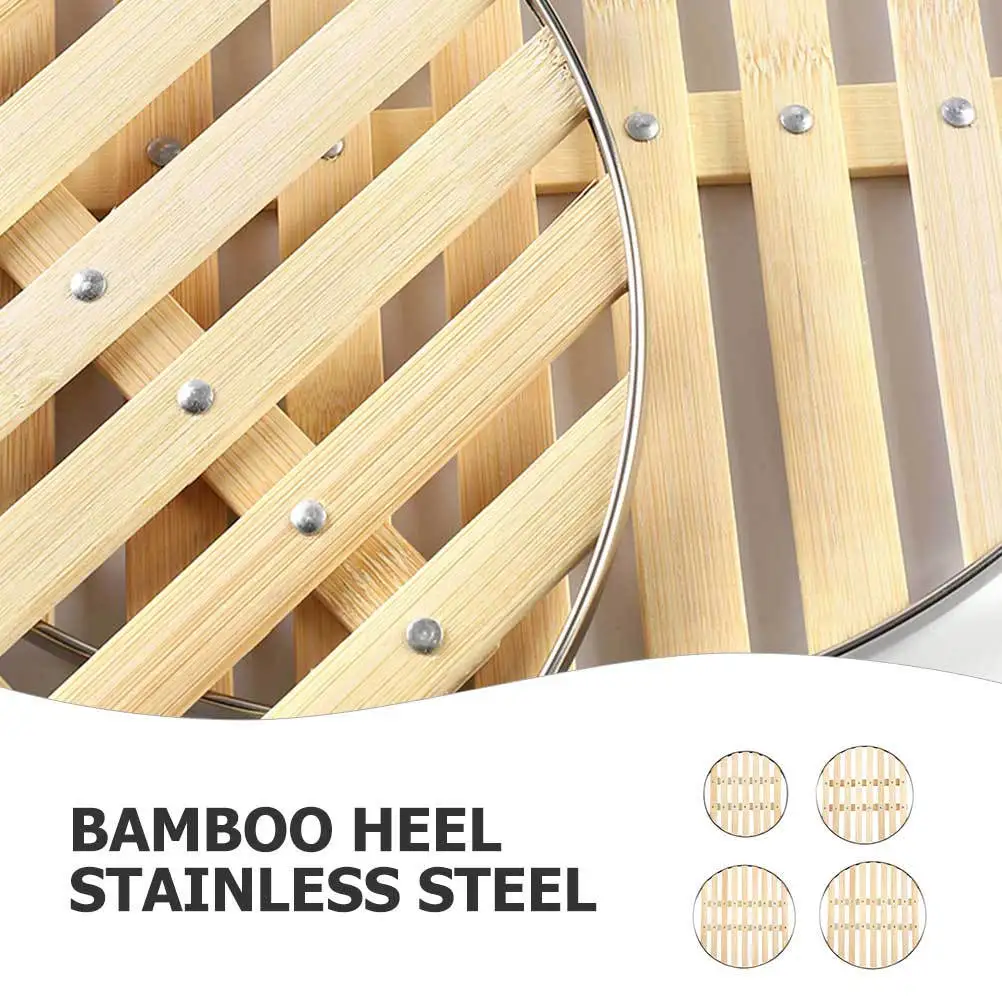 

4Pcs Bamboo Steaming Rack Round Steamer Holder Kitchen Supplies for Cooking Fish Veggies Meat