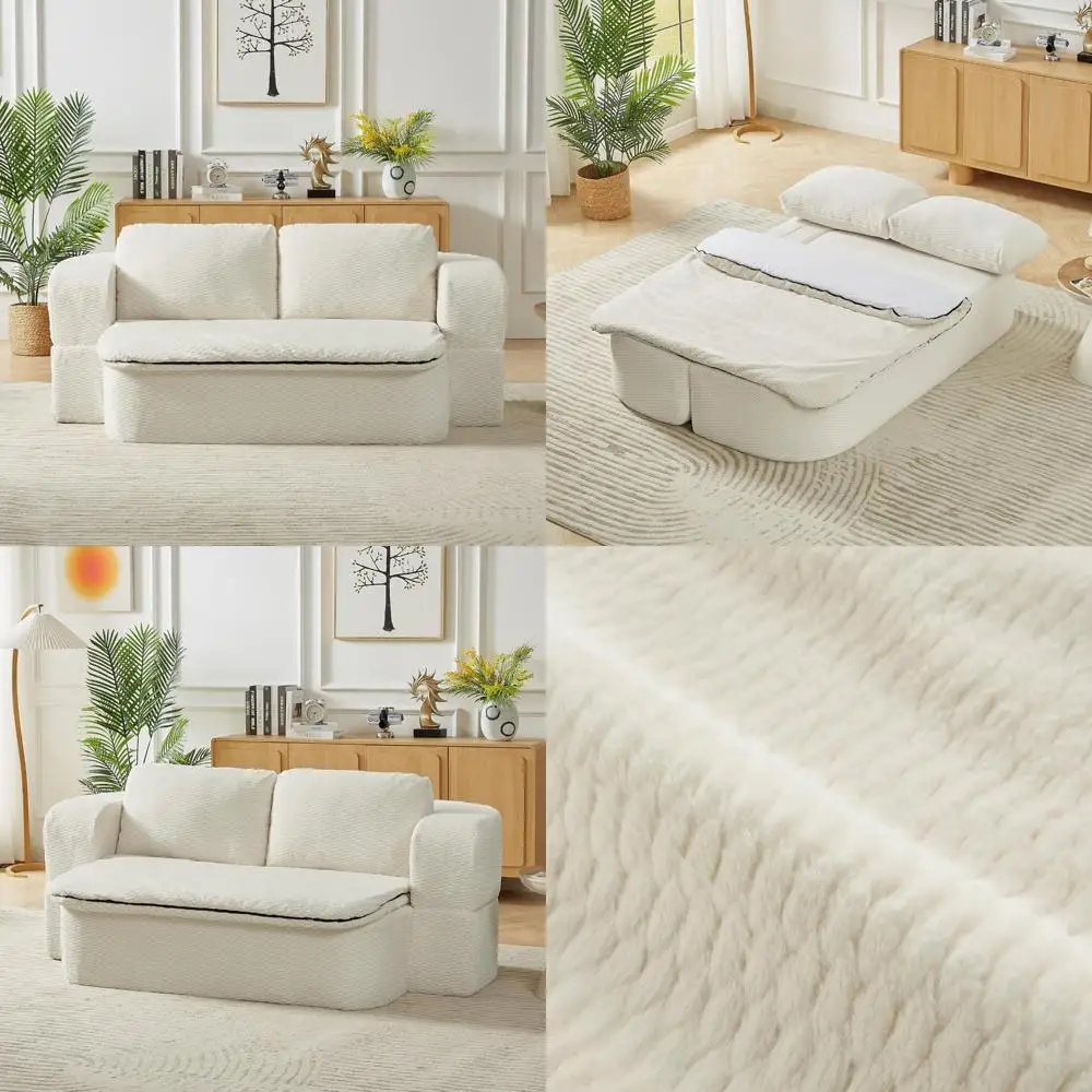 Convertible Sofa Bed with Cushioned Seat, Plush Folding Sleeper Couch, Thick Backrest, Versatile 74.8-Inch Furniture for Comfort