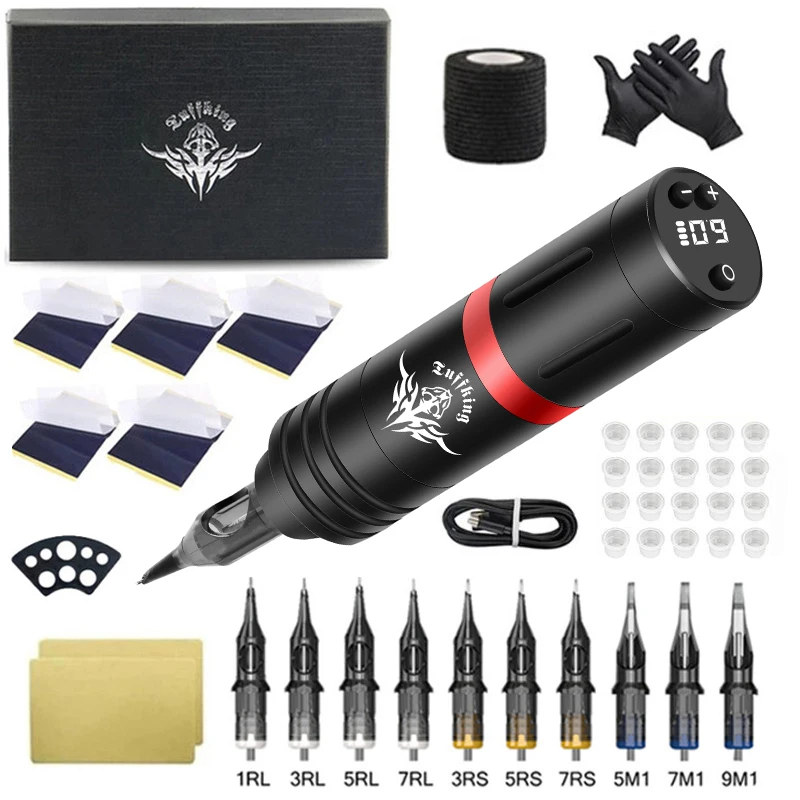 Kit De Máquina De Tatuagem Profissional, Bateria Sem Fio Pen Suit