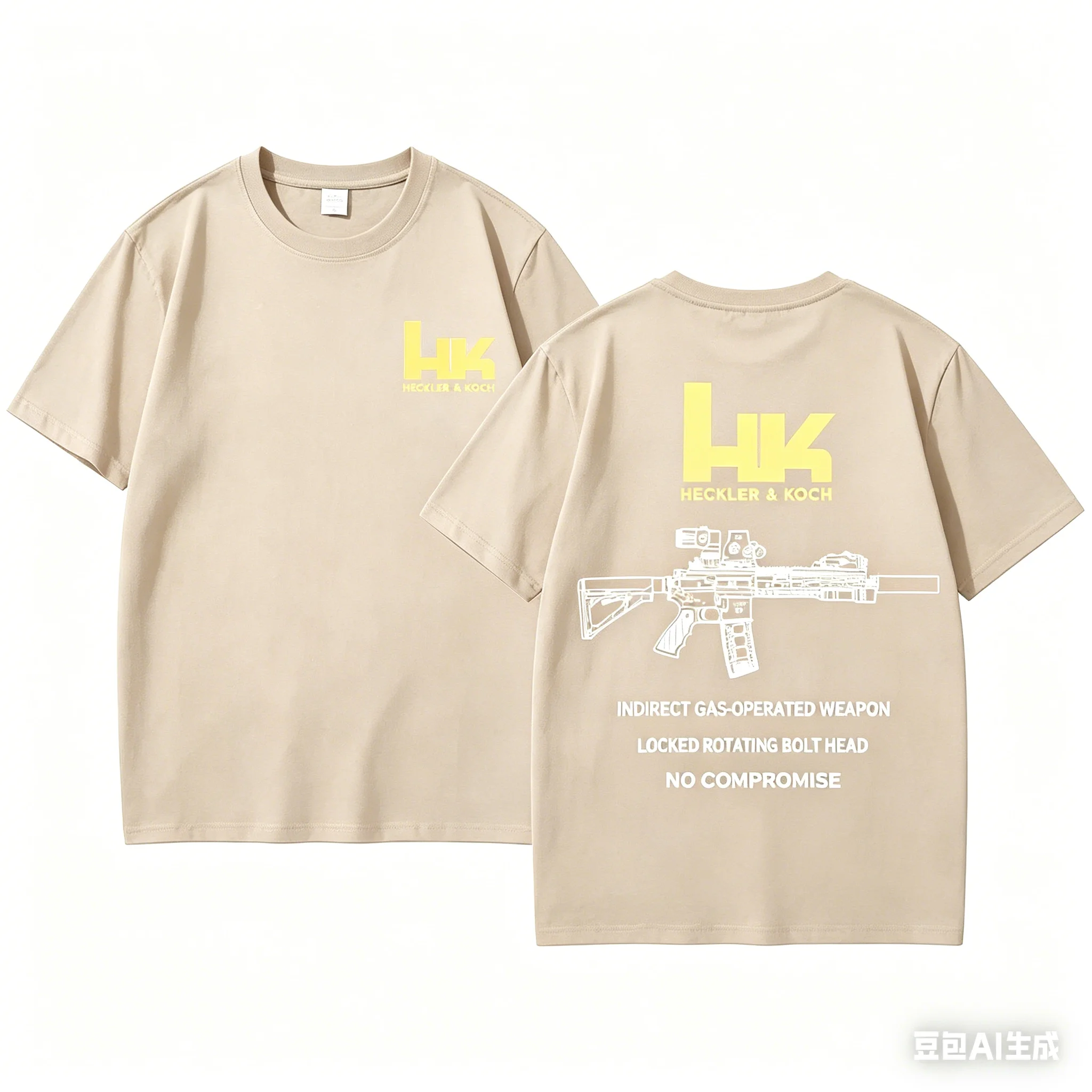 HK Fashion Design The M4 Rifle Men's Casual Tide Restoring Ancient Ways with Short Sleeves Casual Wear Summer Cotton T-shirt