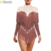 Vestido de baile latino para mujer, diamantes de imitación brillantes, manga larga, salón de baile, baile lírico latino, puesta en escena, leotardo, traje de baile