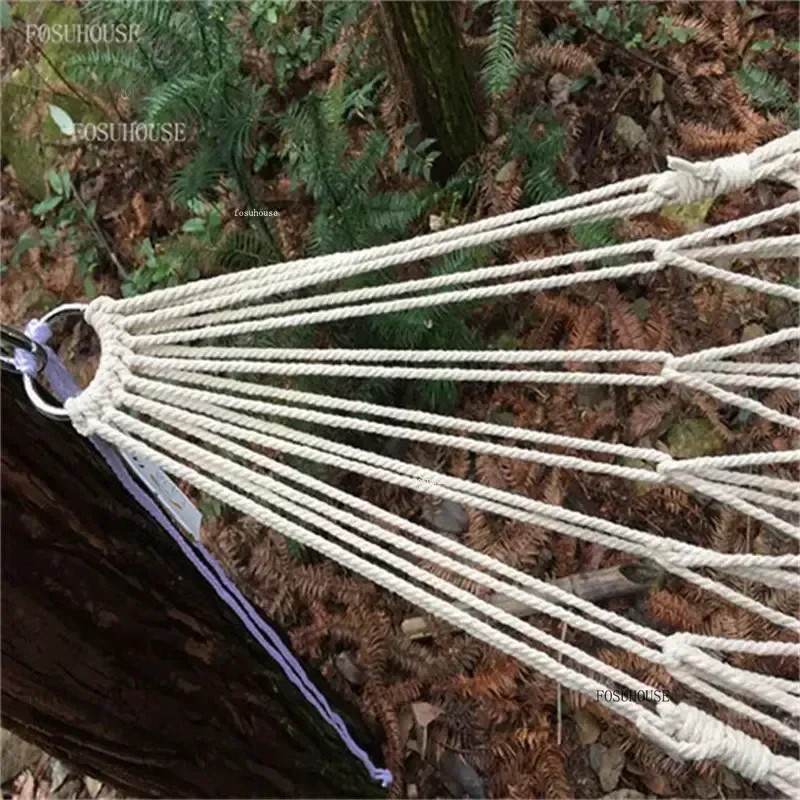 Double Mesh Hammock Hanging Tree Outdoor Swings Hammocks Camping Field Sling Light