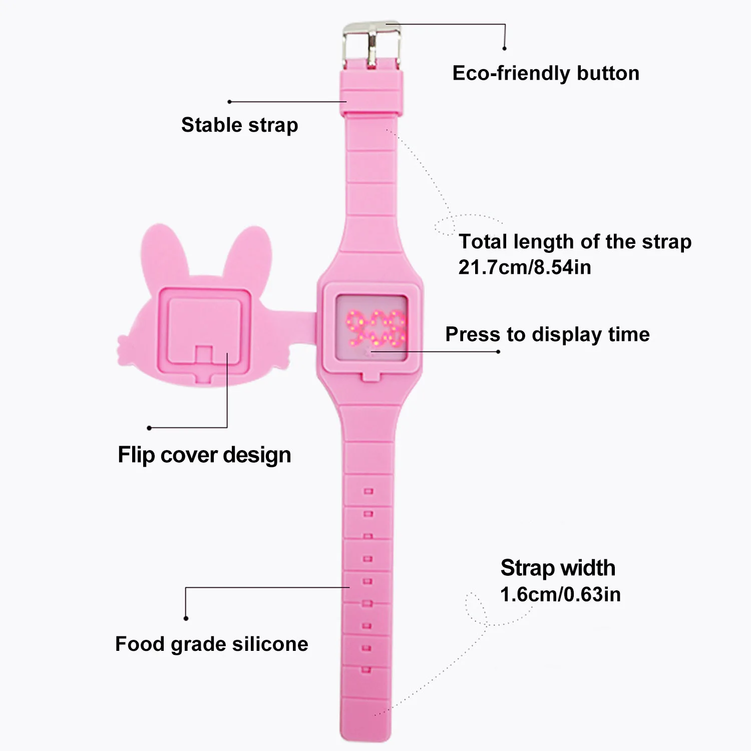 Cute Cartoon Rabbit Shape Flip Cover Silicone LED Digital Watch for Boys Girls Kids Children Birthday 2025 New Year Decorations