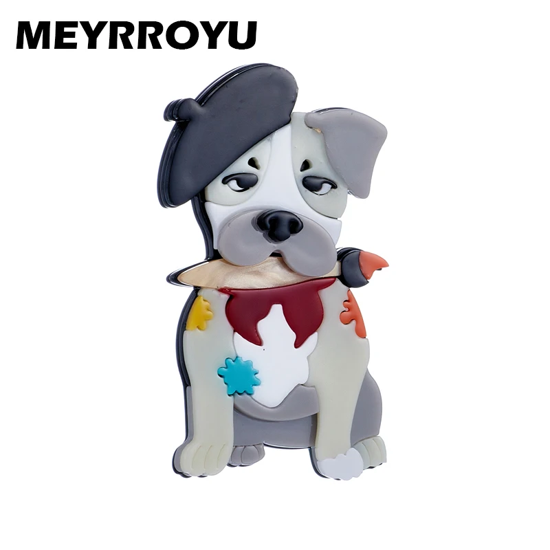 MEYRROYU Lovely Style Brooch Women Acrylic Material Cute Dog Shape Brooch Pin New Arrival Girls Jewelry on Bags Clothes