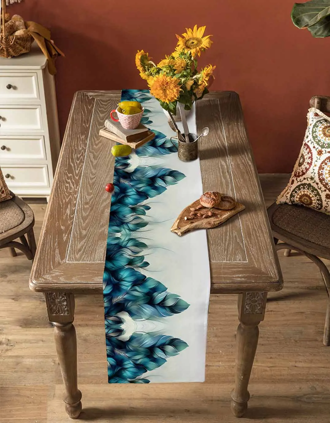 

Feather Abstract Art Table Runner Dining Table Decoration for Home Party Indoor