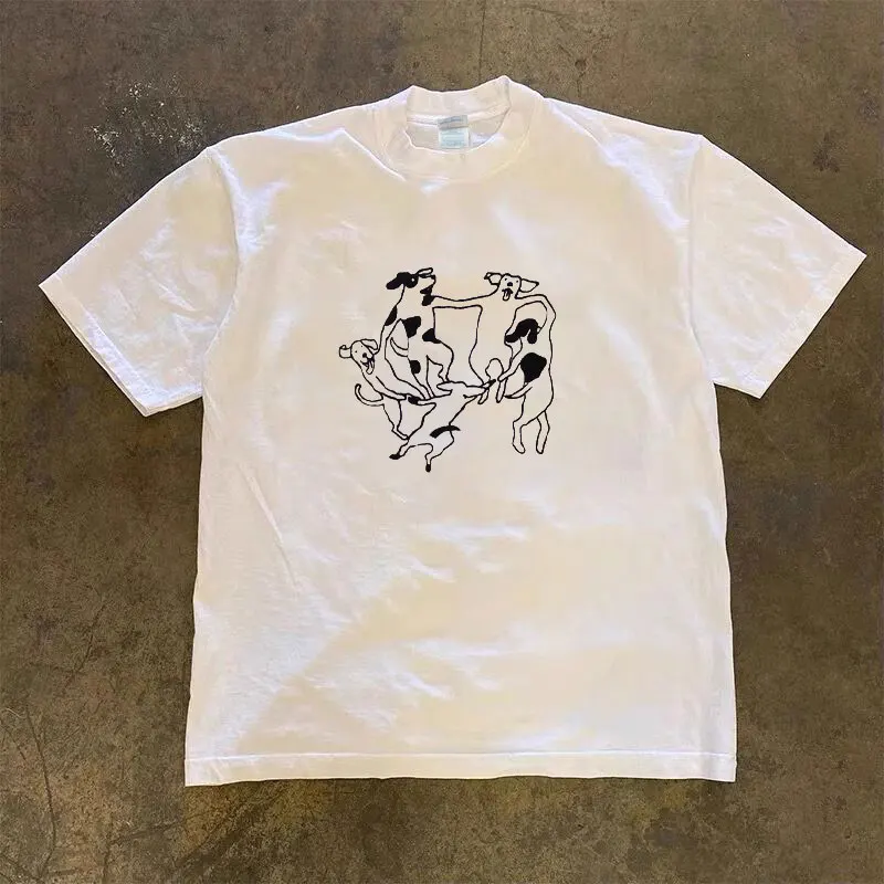 Heavyweight 260g Pure Cotton Short Sleeve T-Shirt Loose Fit Youthful Design Sensation Casual Wear for Teens And Young Adults