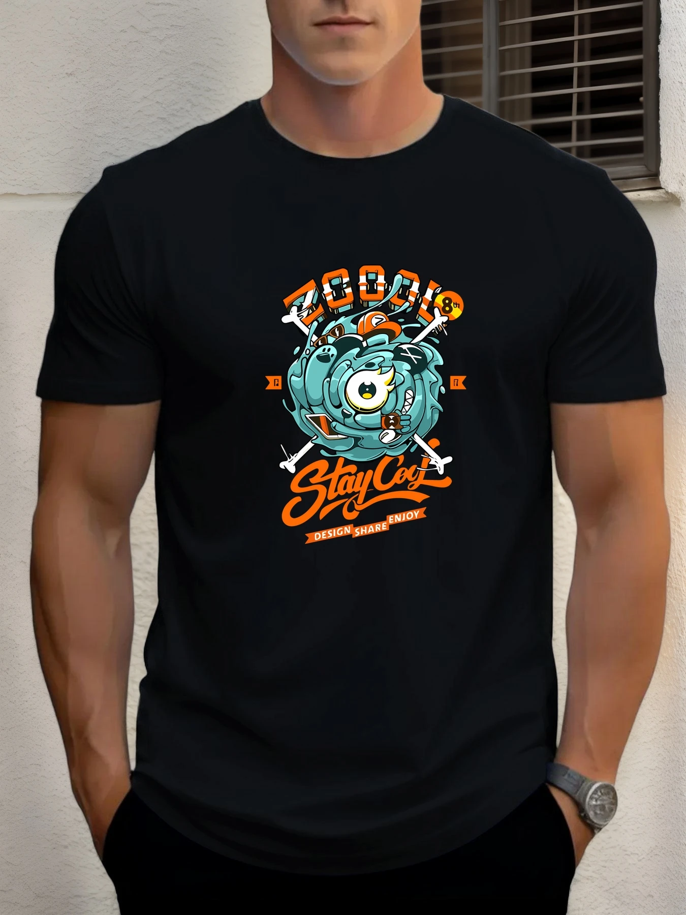 

Men's Cotton T - Shirt Round Neck Trendy Monster ZOOI Graphic Stay Cool Breathable Casual Streetwear Short Sleeve Top