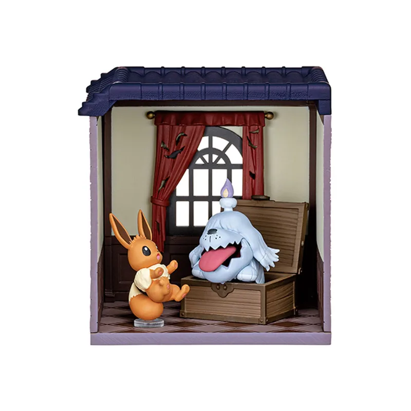 Em estoque re-ment genuíno pokemon meia-noite casa misteriosa 2 cena em miniatura coletar modelo de ação caixa cega presentes surpresa