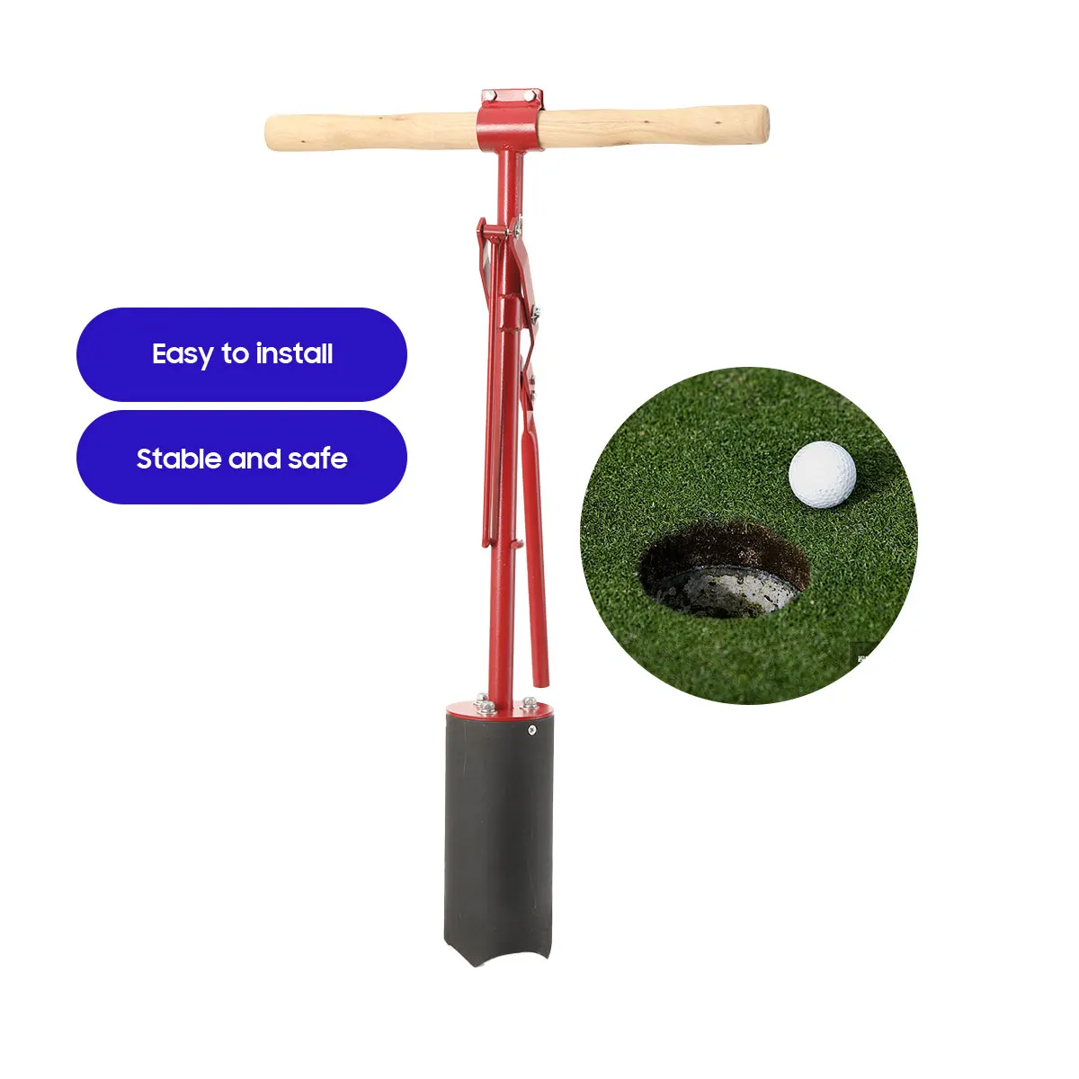 Golf Hole Cutter Green Lever Action Hole Cutters Manual Punch Machine Golf Hole Digger Hole Puncher Golf Course Hole Opener