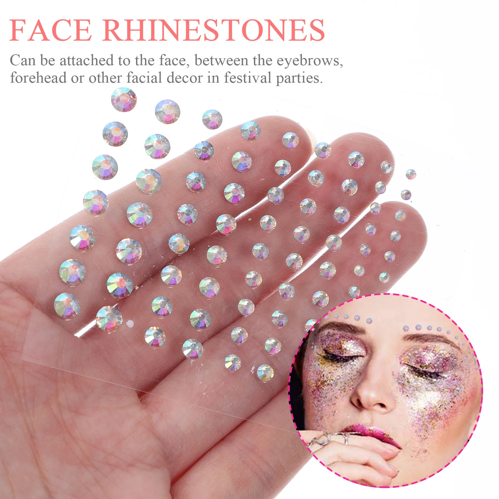 

4 Sheets Face Jewels Stick on Sparkly Eye Gems Rhinestones for Festive Makeup Halloween Party Stage Accessory Women Gift