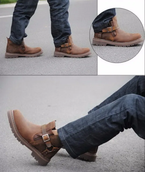 Platform Shoes For Men Ankle Boots Genuine Leather Mens Sneakers Luxury Designer Shoes Work Boot