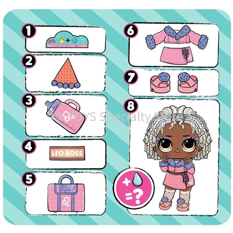 LOL. Überraschung! Present Surprise Series 2 Glitzer-Schimmer-Sternzeichen mit 8 Überraschungen, 7,6 cm große Sammlerpuppe, Spielset-Geschenke