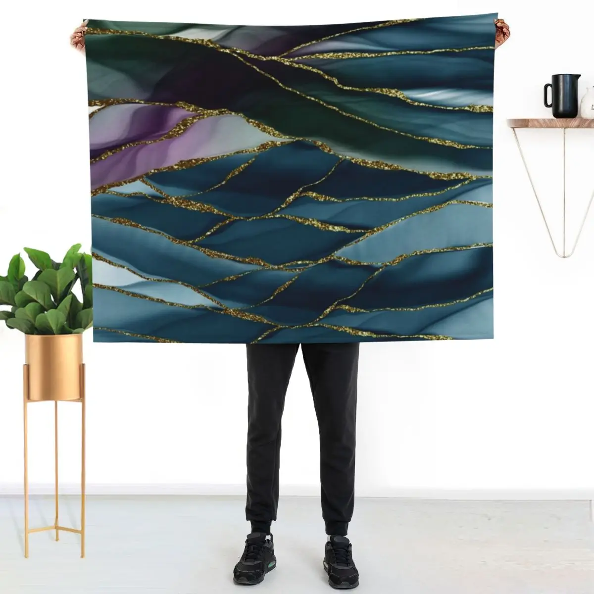 Evening Glow Faux Marble Landscapes 1 Throw Blanket Soft Plush Plaid Heavy Furrys Sofas Flannel Fabric For Baby Blankets