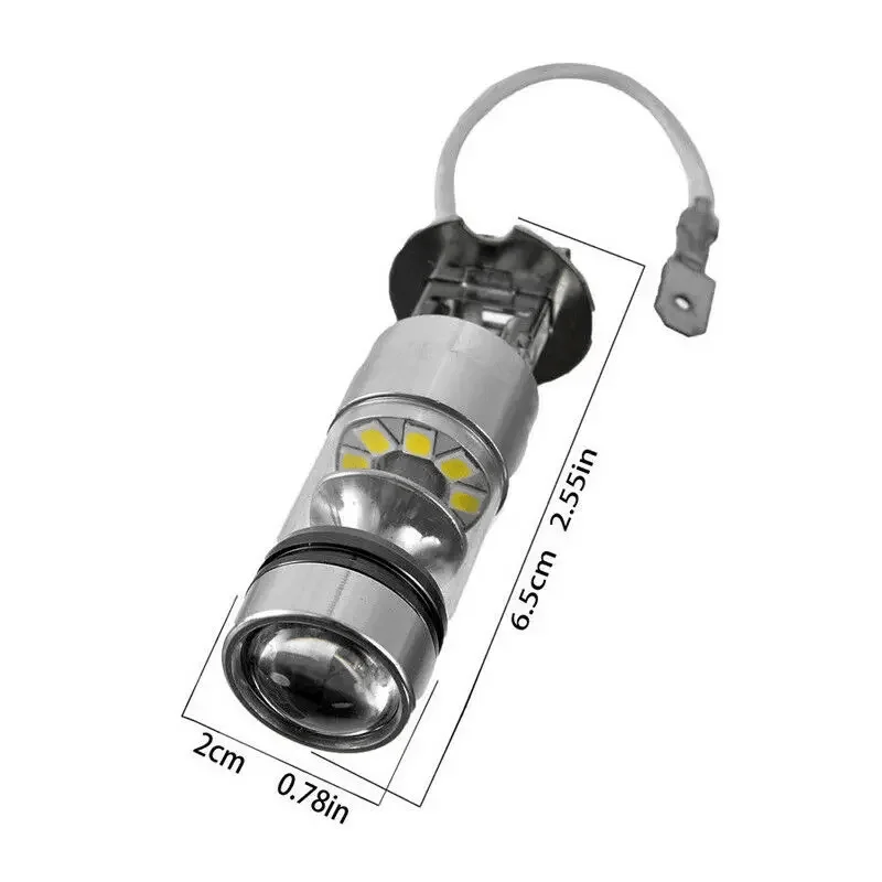 2Pcs H3 6000K 100W LED 20-SMD High Power Fog Driving DRL Light Bulbs