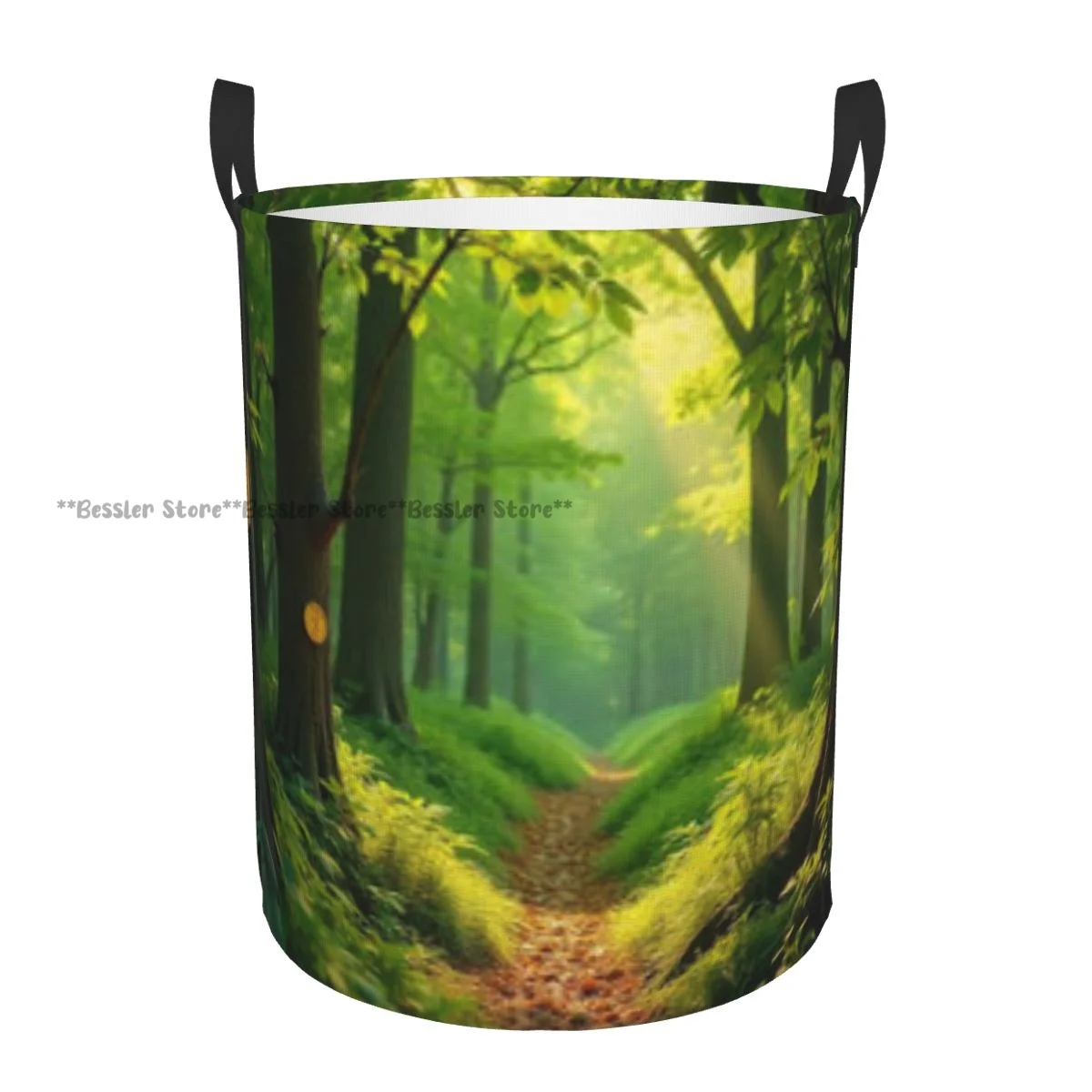 

Laundry Basket Coins On Trees In Sunlit Forest Path Round Storage Bin Collapsible Hamper Clothes Bucket Organizer
