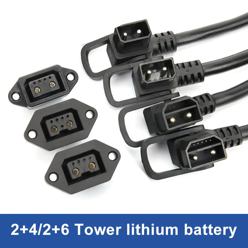 

2+4/2+6 Lithium Battery Charging Plug Socket Electric Vehicle High Current Discharging Port Adapter 4 Square Charging Connector