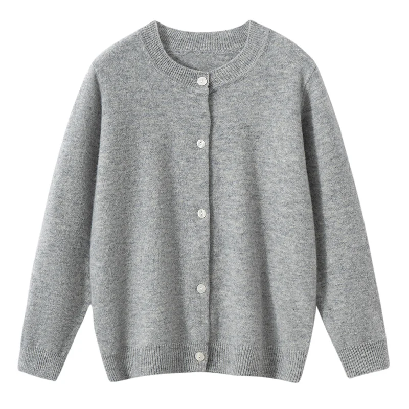 Classic Children's Wool Sweater Boy Girl O-neck Cardigan Autumn Winter 100% Merino Wool Knitwear Basic Fit Kids Long Sleeve Tops view 6