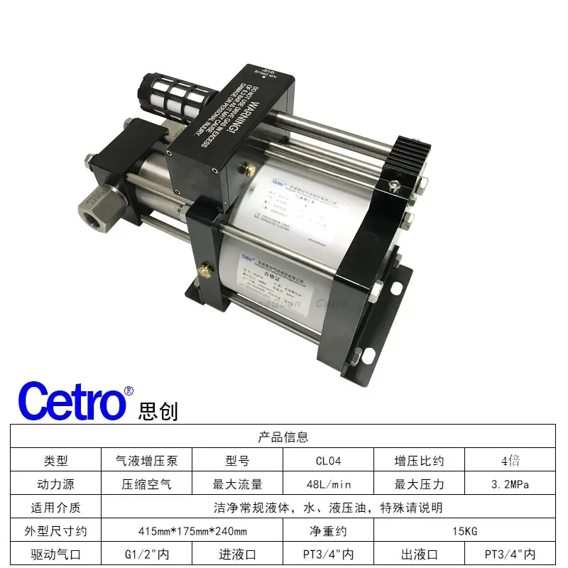 CL04 gas drive liquid 4 times large flow pressure pump, gas-liquid pressure delivery pump pressure between 8-32 kg